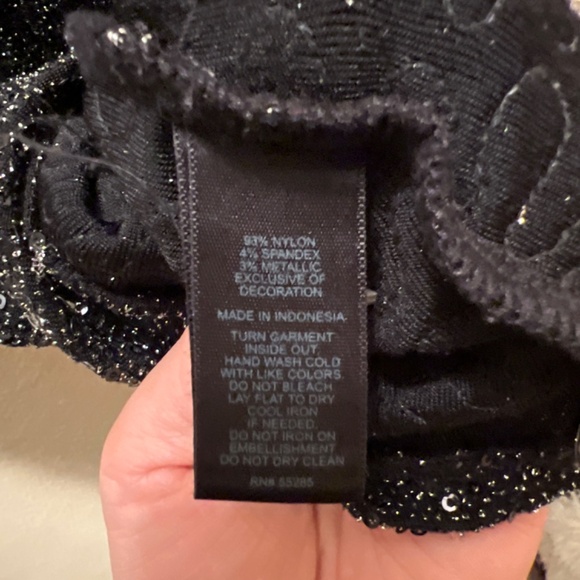 Black Sparkle Stretchy Express Spaghetti Strap tank w/ adjustable straps - Picture 7 of 7